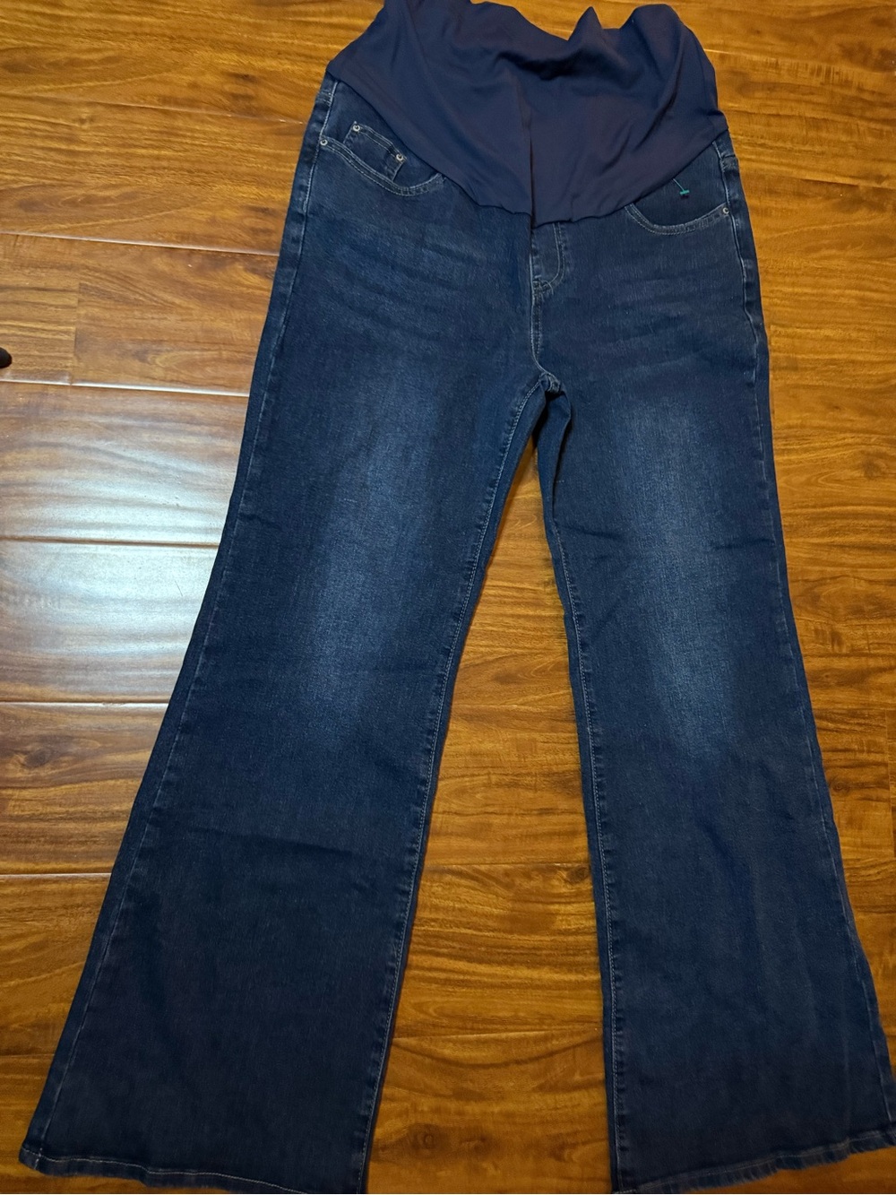 Maternity Dark Blue Flared Jeans with Stretch Panel
